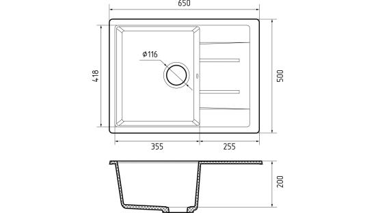 Мойка GranFest QUADRO 650L, цвета Кашемир