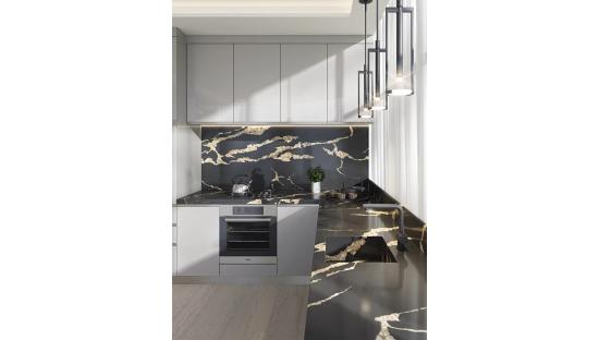Кварцевый агломерат 786 Calacatta Back Gold Primax