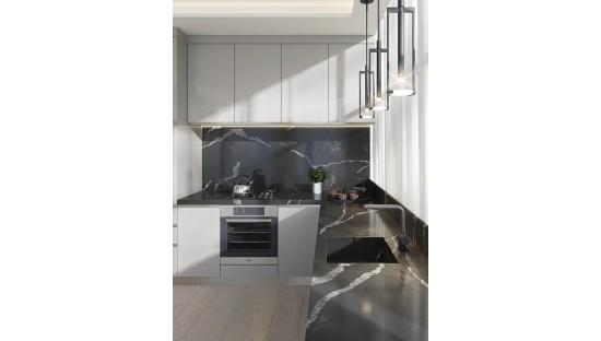 Кварцевый агломерат 795 Calacatta Black Mist Primax